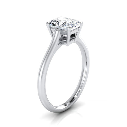 Cathedral Comfort Fit Solitaire Radiant, in 18K White Gold, prong setting – side profile | RockHer