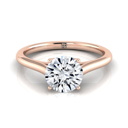 Round Brilliant, Cathedral Comfort Fit Solitaire, in 14K Rose Gold, prong setting | RockHer