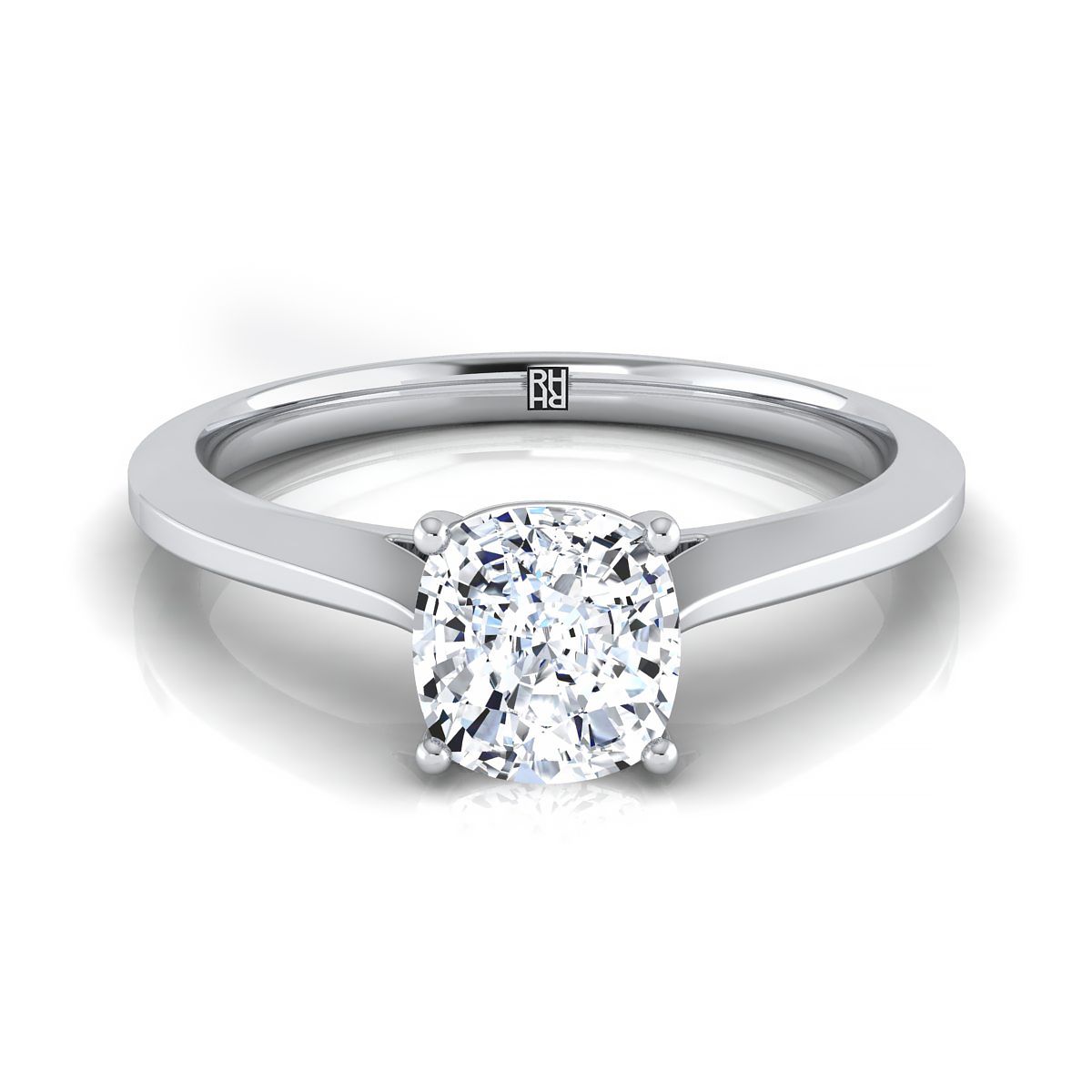 The Elena cushion engagement ring setting in 18K White Gold | RockHer