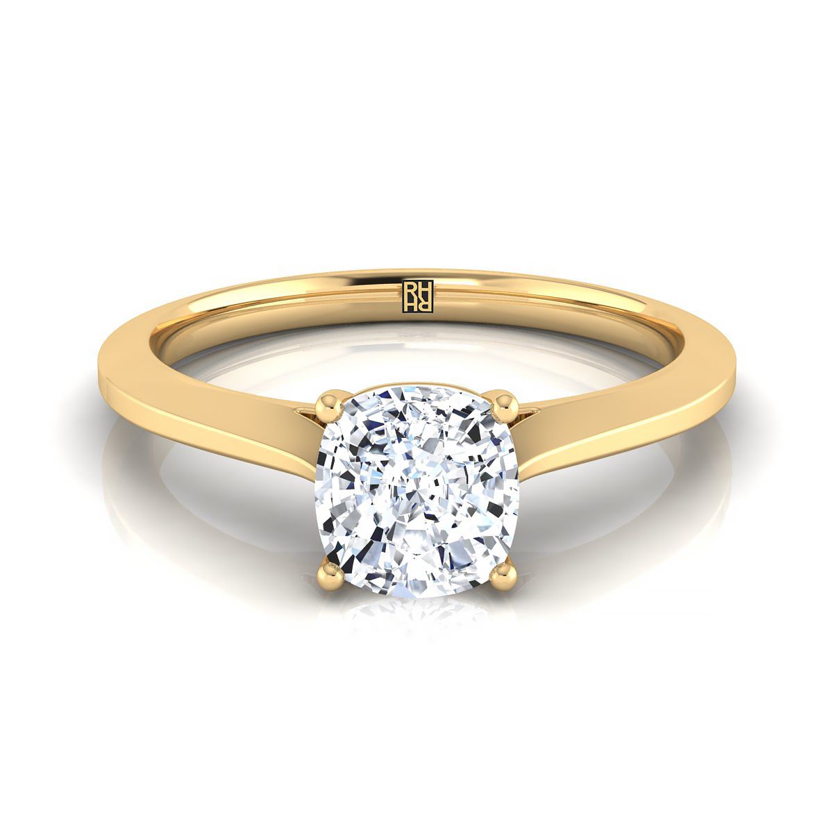 Elena Select Solitaire Cushion Cut Lab Diamond Engagement Ring in 18K Yellow Gold | RockHer