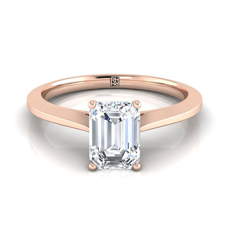 The Elena Select Solitaire Emerald Cut Lab Diamond Engagement Ring in 14K Rose Gold