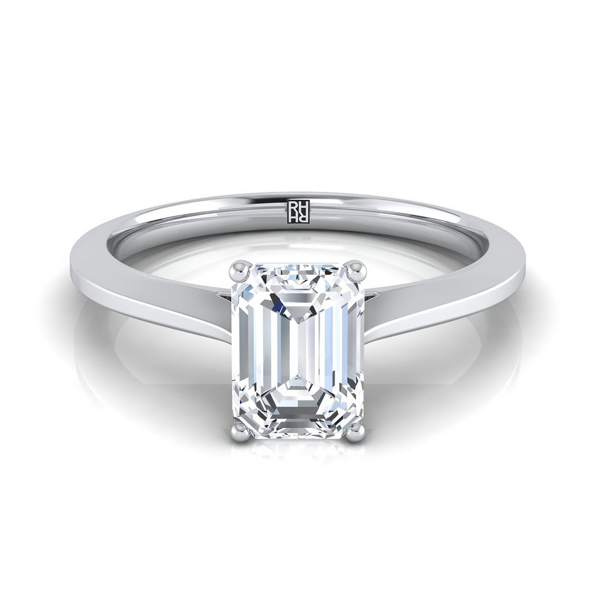 The Elena emerald engagement ring setting in 18K White Gold | RockHer