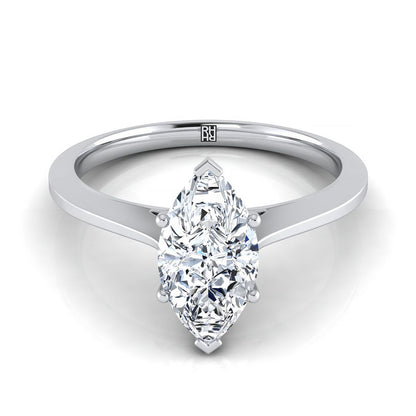 Timeless Graduated Beveled Shank Solitaire Marquise, in Platinum, prong setting | RockHer