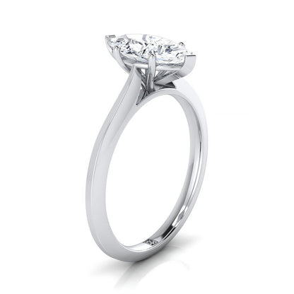 Timeless Graduated Beveled Shank Solitaire Marquise, in Platinum, prong setting – side profile | RockHer