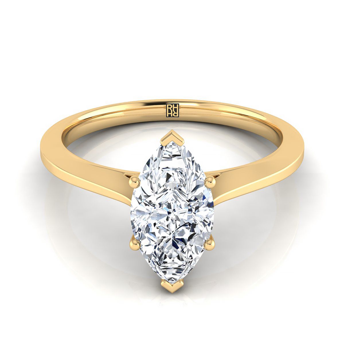 The Elena marquise engagement ring setting in 18K Yellow Gold | RockHer
