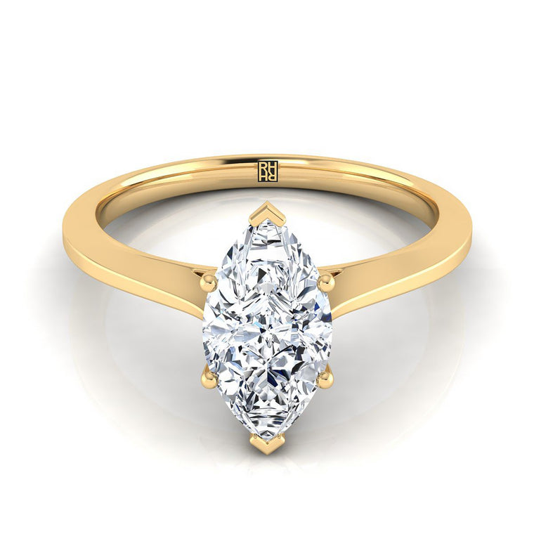 The Elena Select Solitaire Marquise Lab Diamond Engagement Ring in 18K Yellow Gold