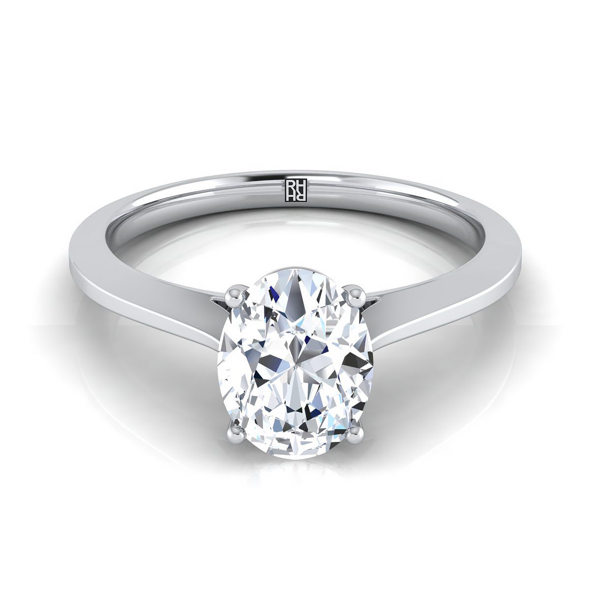 Elena Select Solitaire Oval Lab Diamond Engagement Ring in 18K White Gold | RockHer