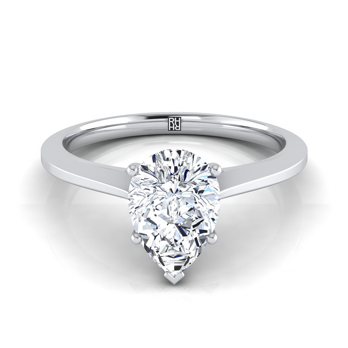 The Elena pear engagement ring setting in 18K White Gold | RockHer
