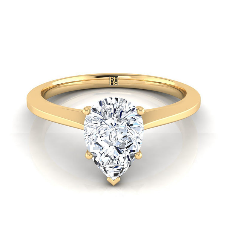 The Elena Select Solitaire Pear Lab Diamond Engagement Ring in 18K Yellow Gold