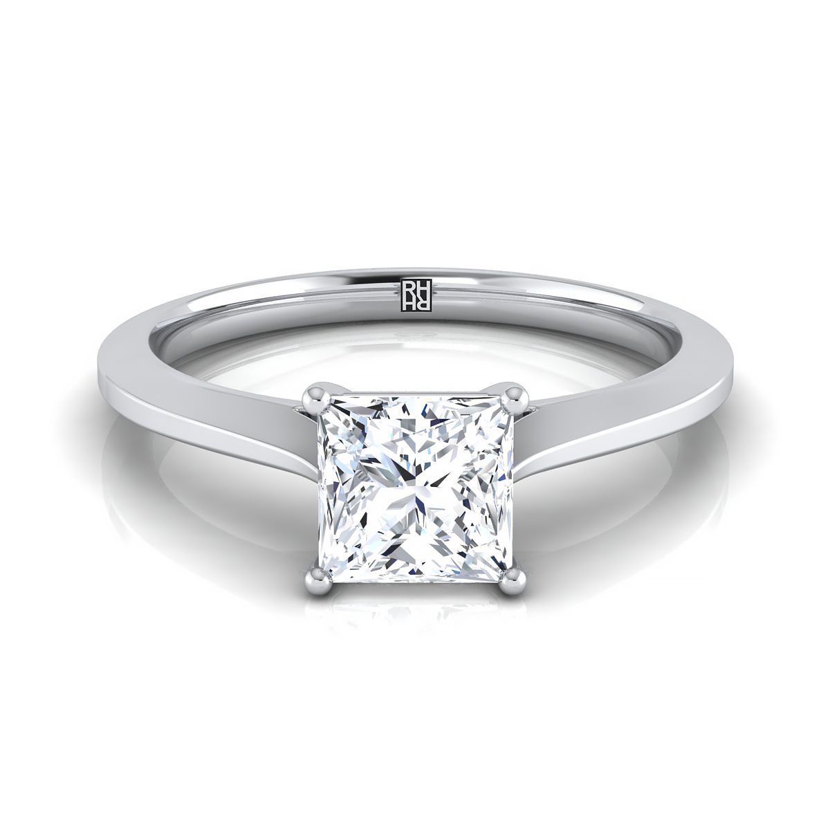 The Elena princess engagement ring setting in 18K White Gold | RockHer