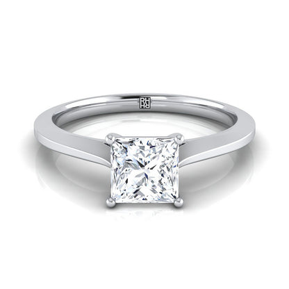 Timeless Graduated Beveled Shank Solitaire Princess, in Platinum, prong setting | RockHer