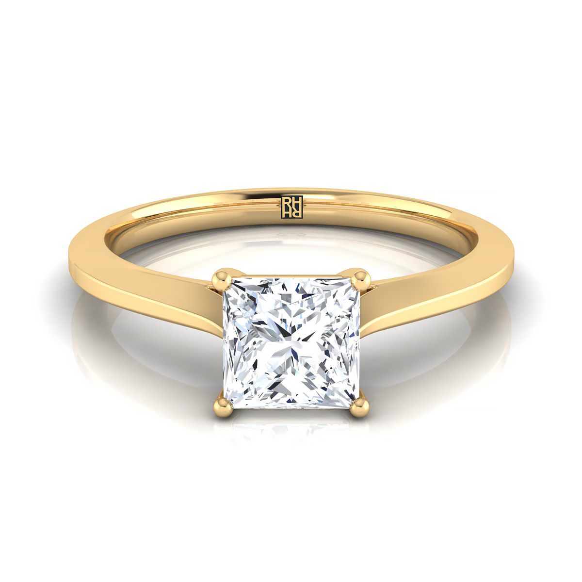 The Elena princess engagement ring setting in 18K Yellow Gold | RockHer