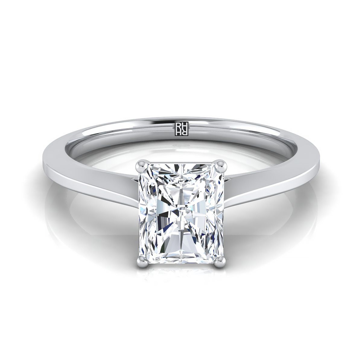 The Elena radiant engagement ring setting in 18K White Gold | RockHer