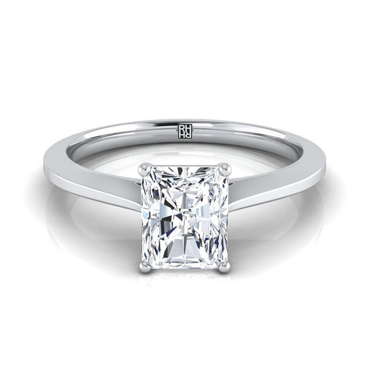 Platinum Radiant Cut Center  Timeless Solitaire Comfort Fit Engagement Ring