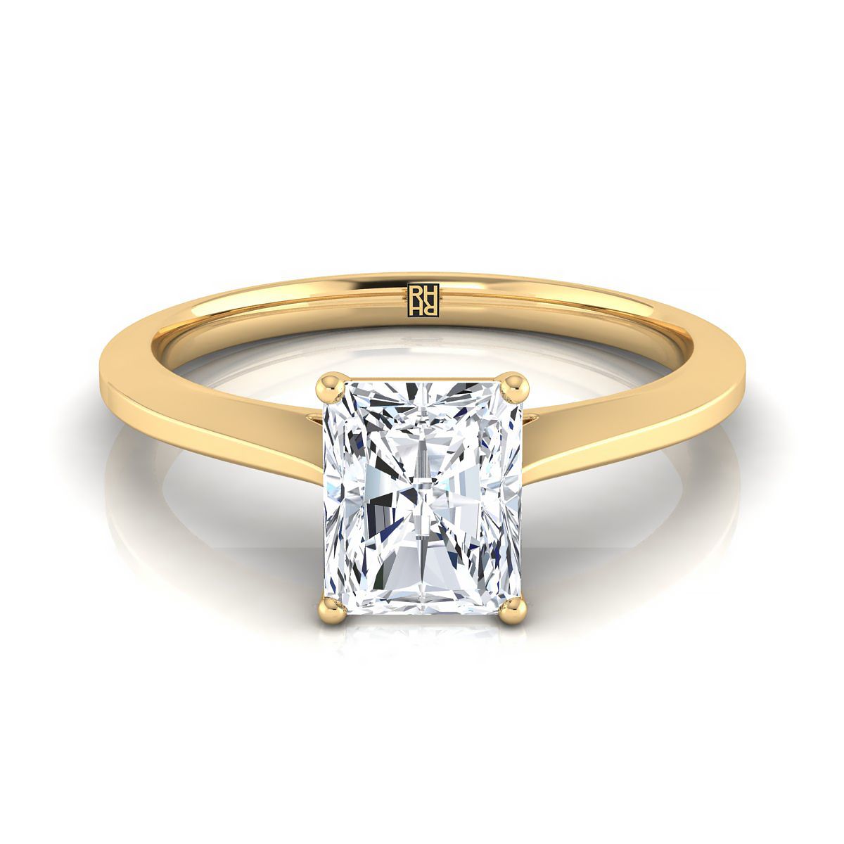 The Elena radiant engagement ring setting in 18K Yellow Gold | RockHer