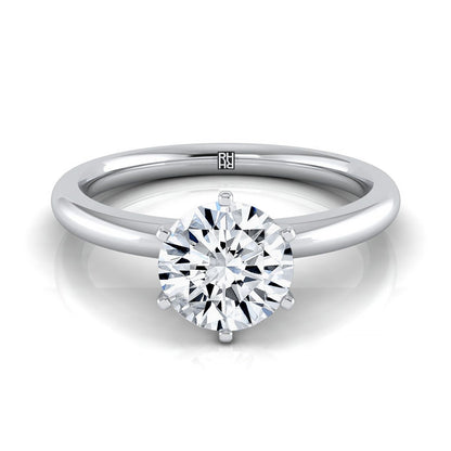 Round Brilliant, Timeless Comfort Fit Six Prong Solitaire, in Platinum | RockHer