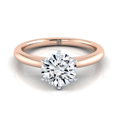 Round Brilliant, Timeless Comfort Fit Rounded Solitaire, in 14K Rose Gold, prong setting | RockHer