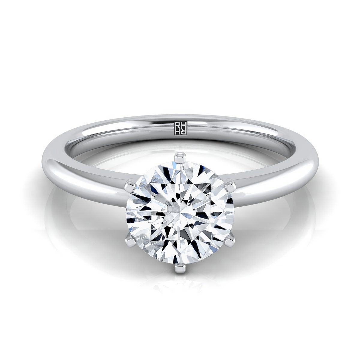 The Elsa round engagement ring setting in 18K White Gold | RockHer