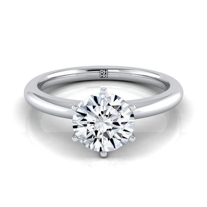 Round Brilliant, Timeless Comfort Fit Rounded Solitaire, in Platinum, prong setting | RockHer