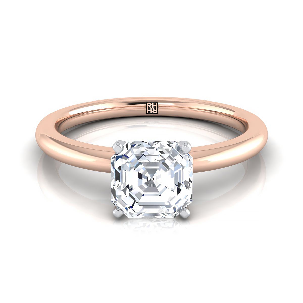 The Floria asscher engagement ring setting in 14K Rose Gold | RockHer