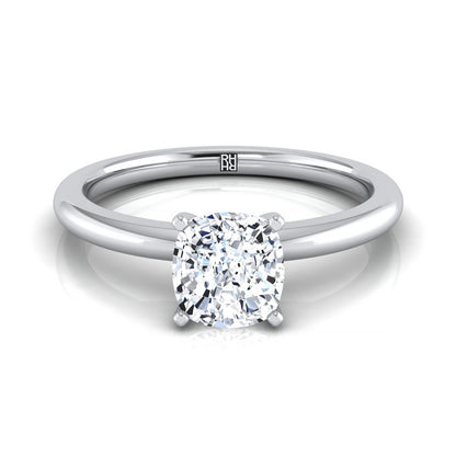 Round Comfort Fit Claw Prong Solitaire Cushion, in Platinum | RockHer