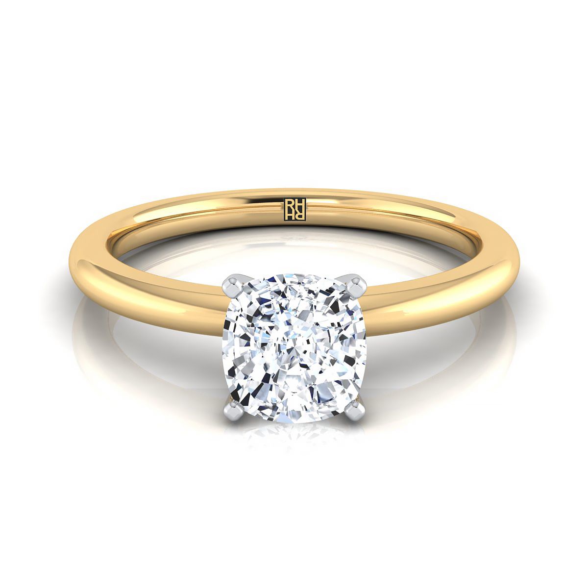 Floria Select Solitaire Cushion Cut Lab Diamond Engagement Ring in 18K Yellow Gold | RockHer