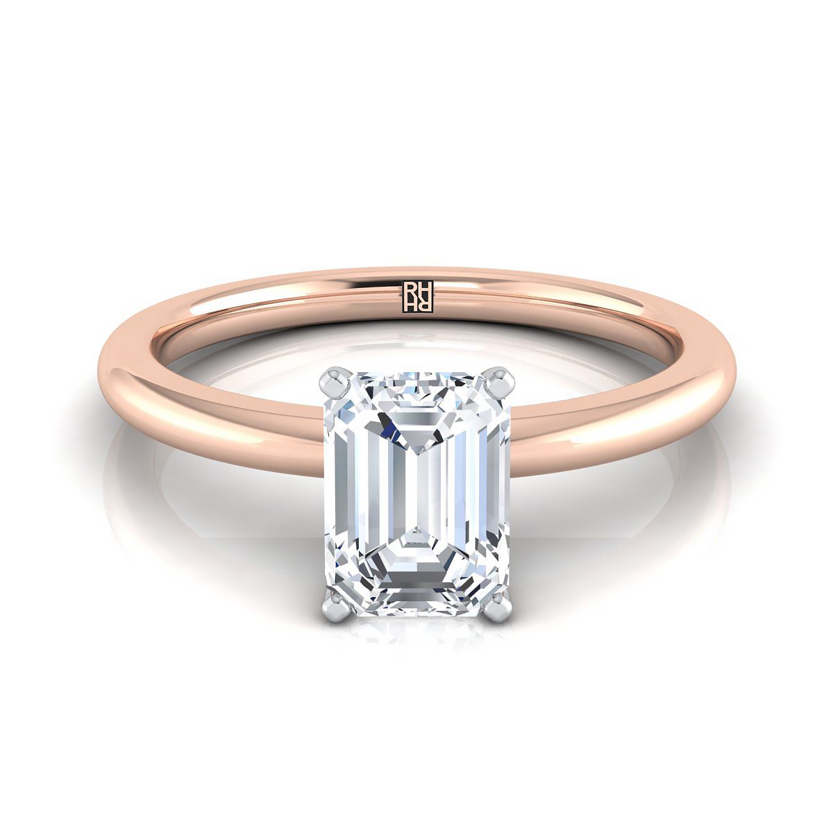 The Floria emerald engagement ring setting in 14K Rose Gold | RockHer