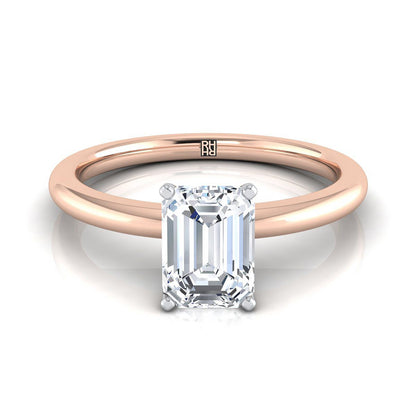 European Cut, Round Comfort Fit Claw Prong Solitaire Emerald, in 14K Rose Gold | RockHer