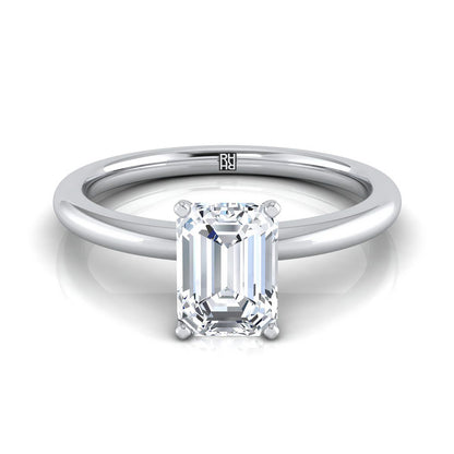 European Cut, Round Comfort Fit Claw Prong Solitaire Emerald, in Platinum – view 8 | RockHer