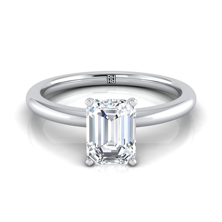 European Cut, Round Comfort Fit Claw Prong Solitaire Emerald, in Platinum – view 8 | RockHer