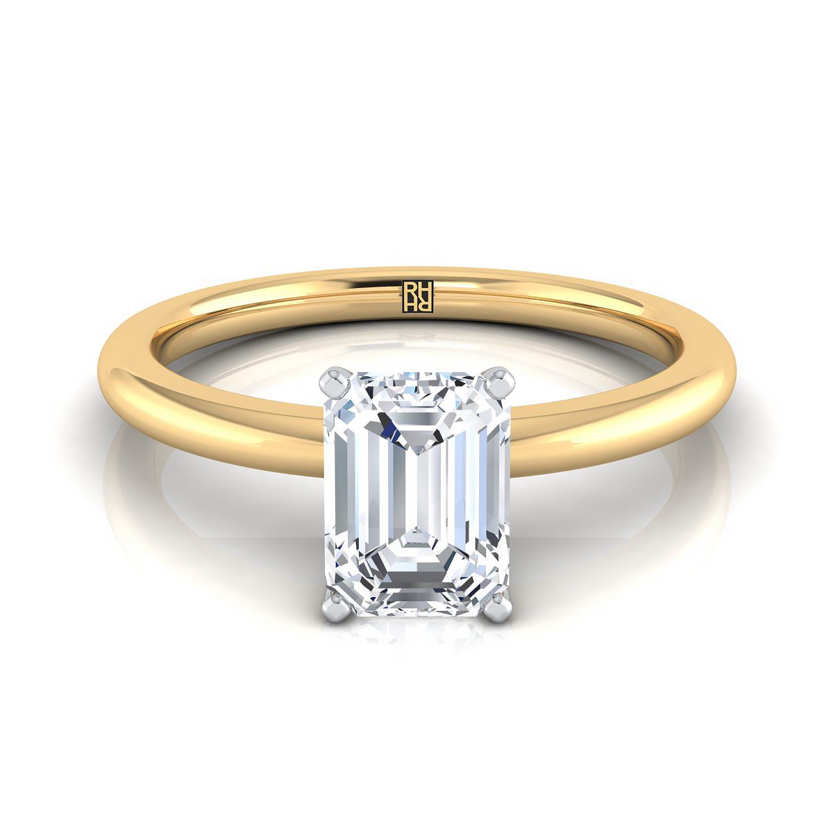 The Floria emerald engagement ring setting in 18K Yellow Gold | RockHer