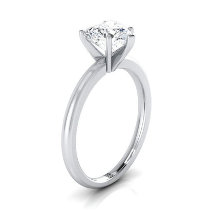 Round Comfort Fit Claw Prong Solitaire Heart Shape, in Platinum – side profile | RockHer