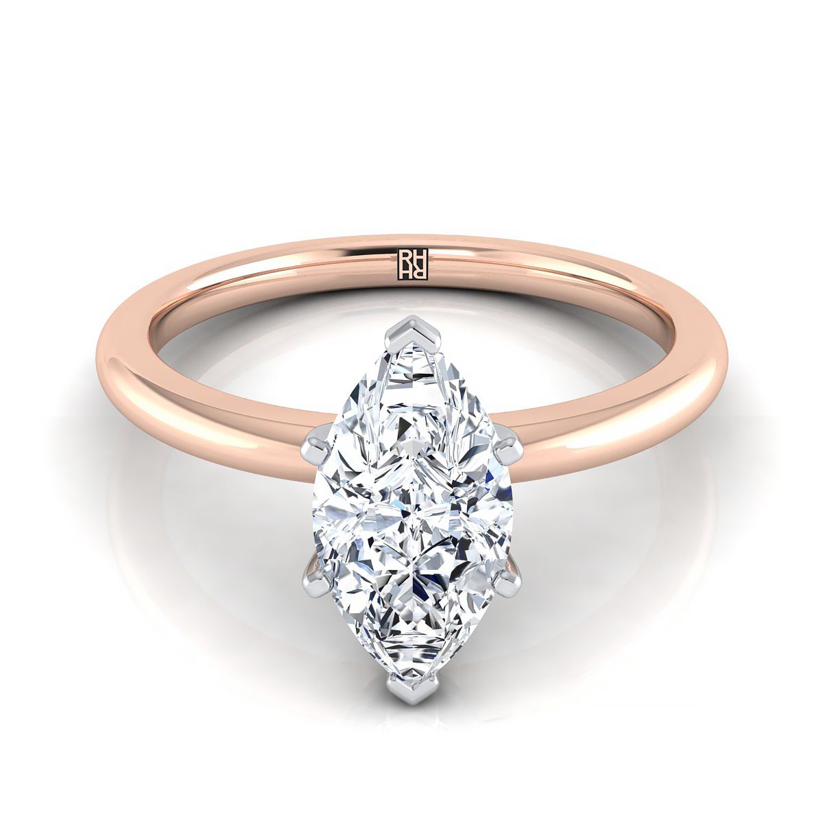 The Floria marquise engagement ring setting in 14K Rose Gold | RockHer