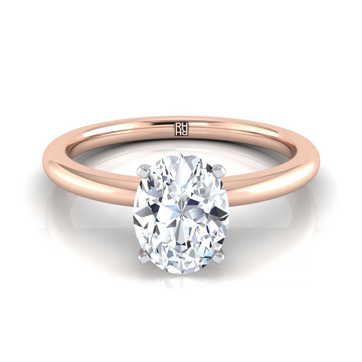 The Floria oval engagement ring setting in 14K Rose Gold | RockHer