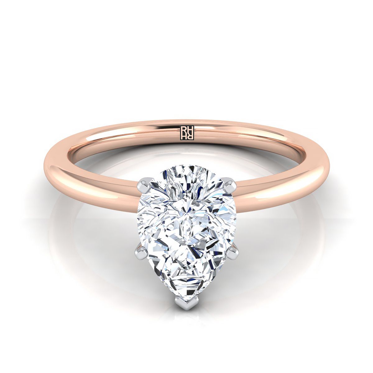 The Floria pear engagement ring setting in 14K Rose Gold | RockHer