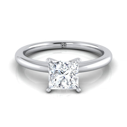 Round Comfort Fit Claw Prong Solitaire Princess, in Platinum | RockHer