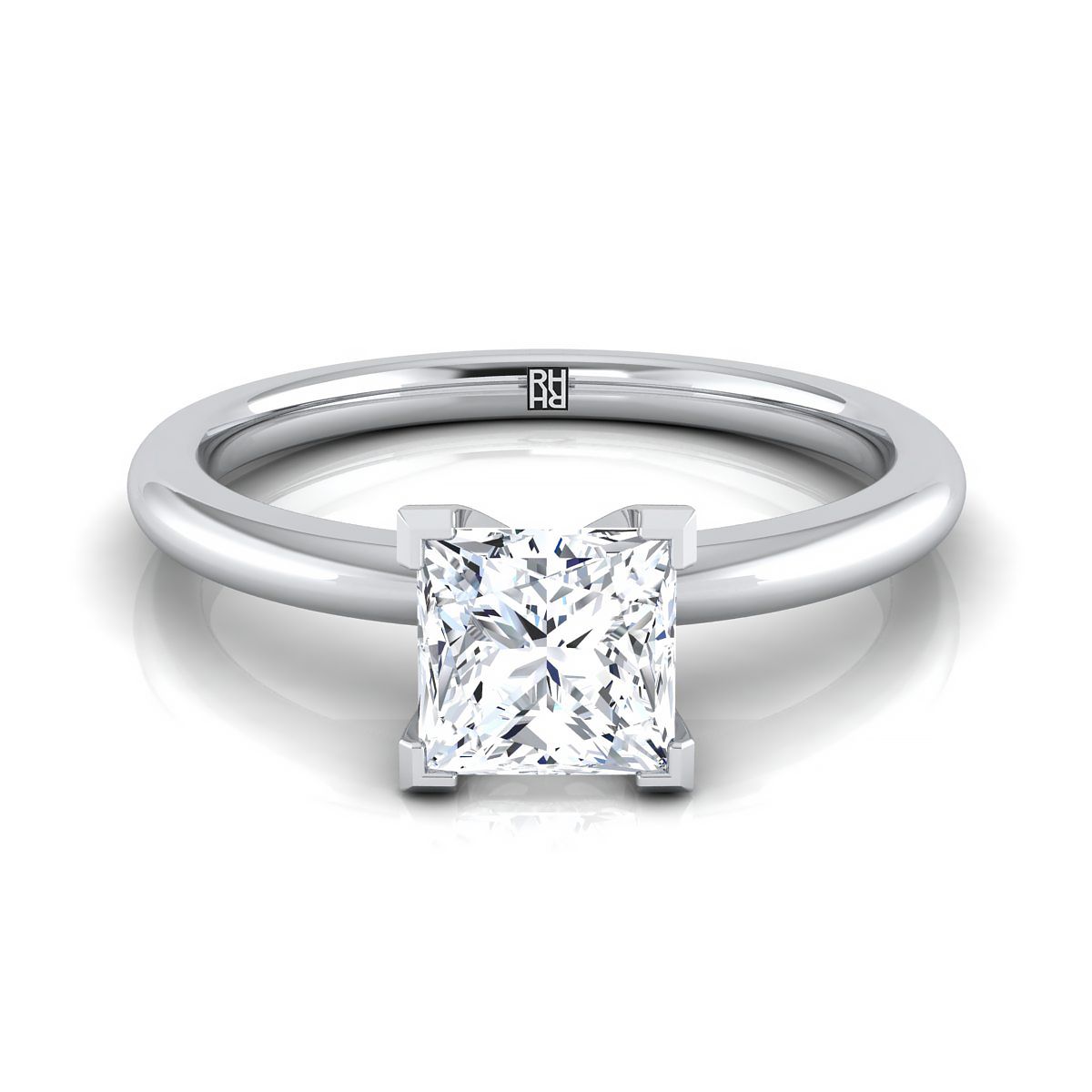 The Floria round engagement ring setting in 18K White Gold | RockHer