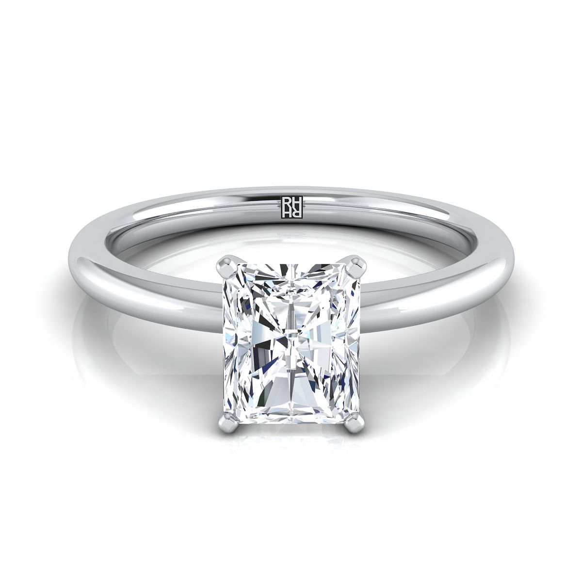 The Floria radiant engagement ring setting in 18K White Gold | RockHer