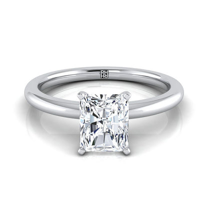 Round Comfort Fit Claw Prong Solitaire Radiant, in 18K White Gold | RockHer