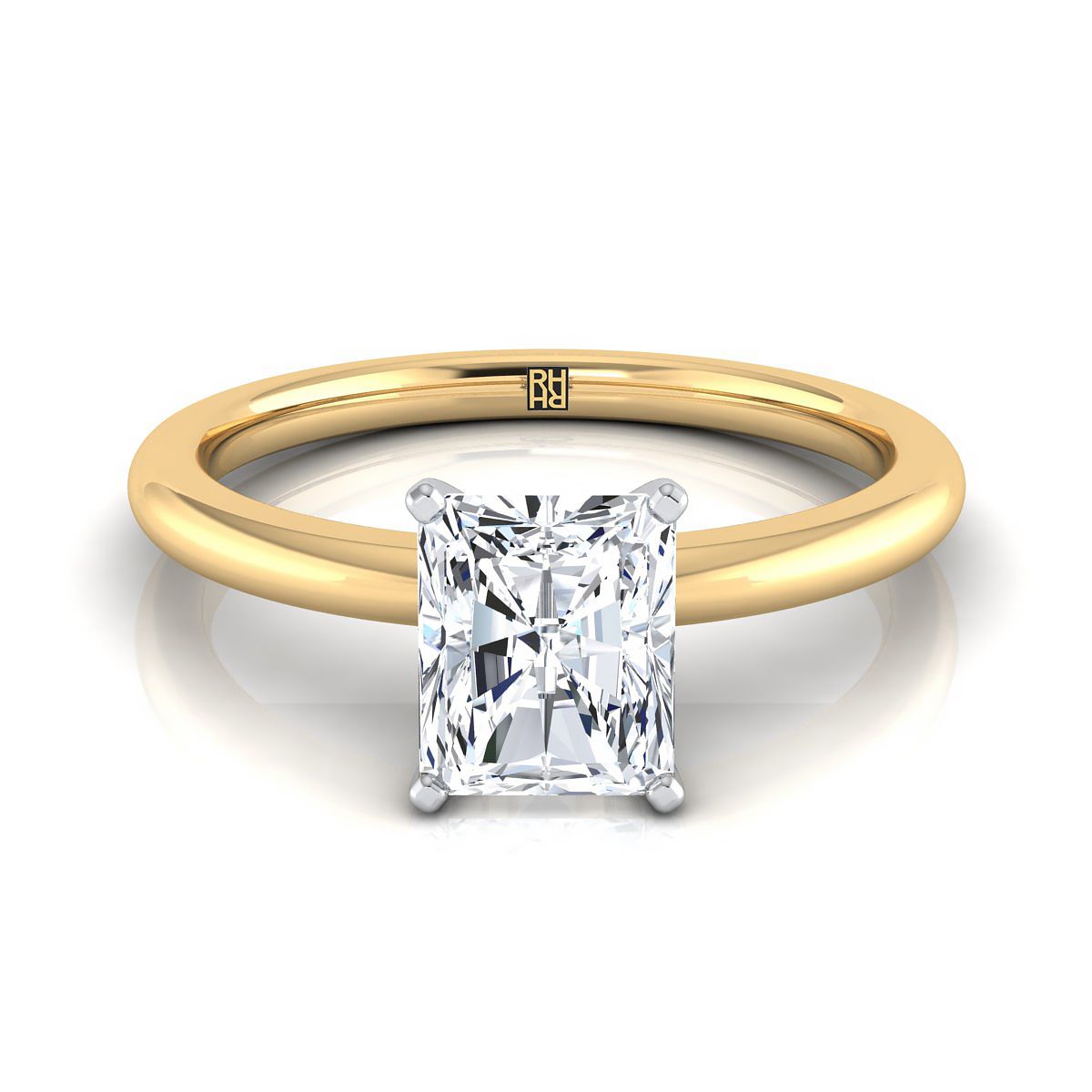 The Floria radiant engagement ring setting in 18K Yellow Gold | RockHer