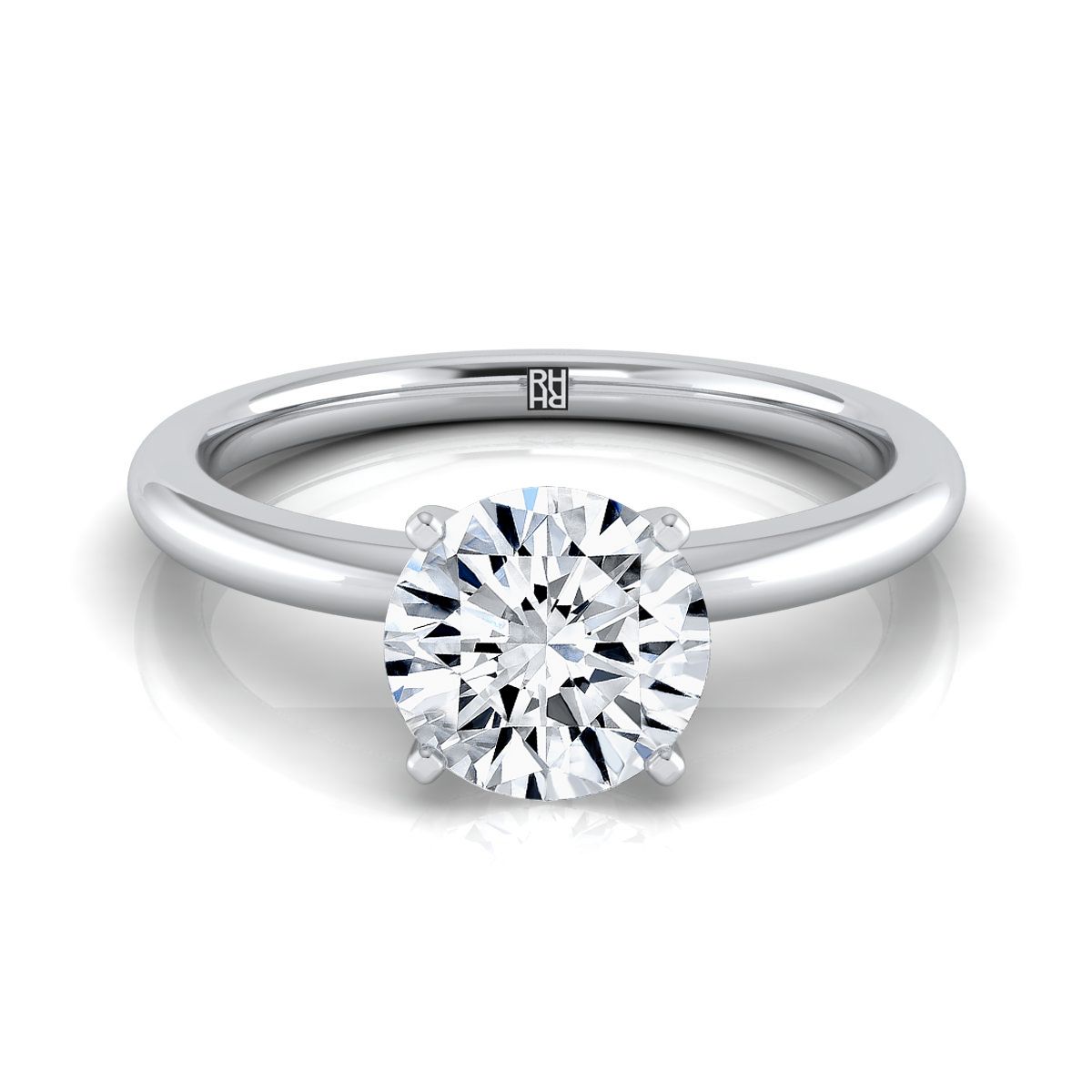 The Floria round engagement ring setting in 18K White Gold | RockHer