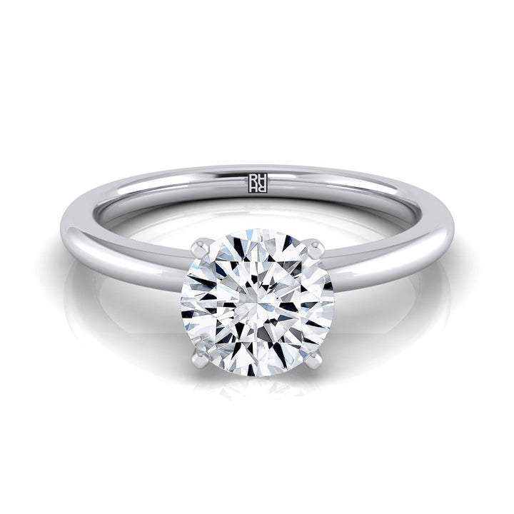Round Brilliant, Round Comfort Fit Claw Prong Solitaire, in 18K White Gold | RockHer