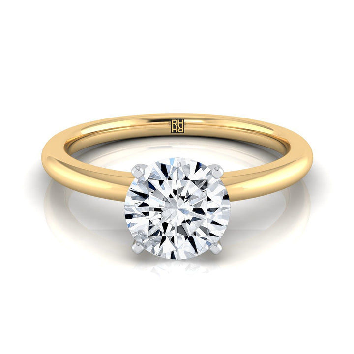Round Brilliant, Round Comfort Fit Claw Prong Solitaire, in 18K Yellow Gold | RockHer