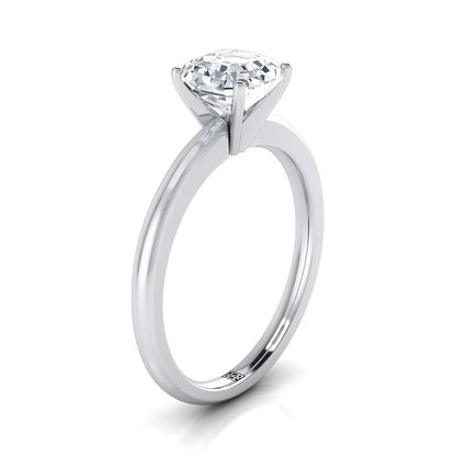 Five Prong Comfort Fit Claw Solitaire Asscher, in 18K White Gold – side profile | RockHer