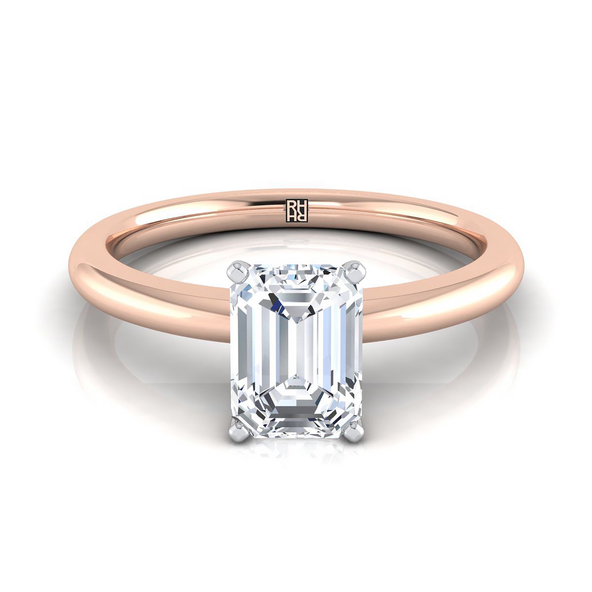 The Gilda emerald engagement ring setting in 14K Rose Gold | RockHer