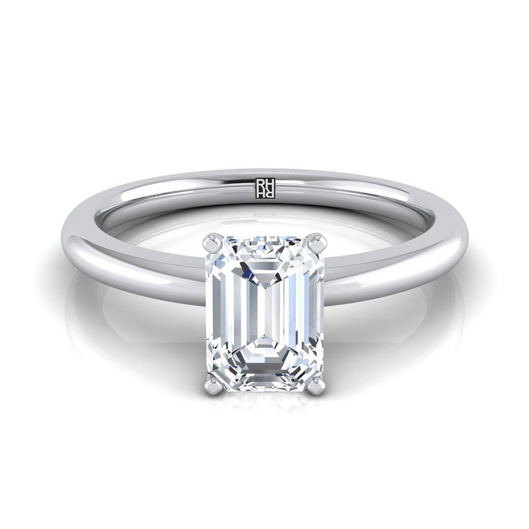 The Gilda Select Solitaire Emerald Cut Lab Diamond Engagement Ring in 18K White Gold