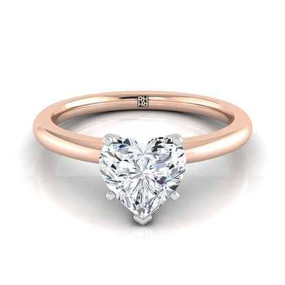 Five Prong Comfort Fit Claw Solitaire Heart Shape, in 14K Rose Gold | RockHer