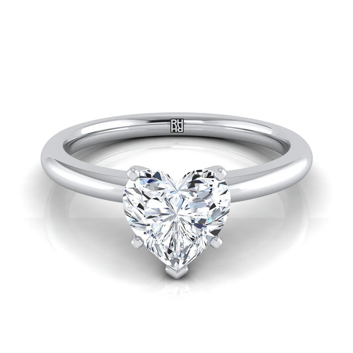 Five Prong Comfort Fit Claw Solitaire Heart Shape, in Platinum | RockHer