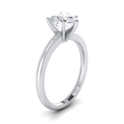 Five Prong Comfort Fit Claw Solitaire Heart Shape, in Platinum – side profile | RockHer