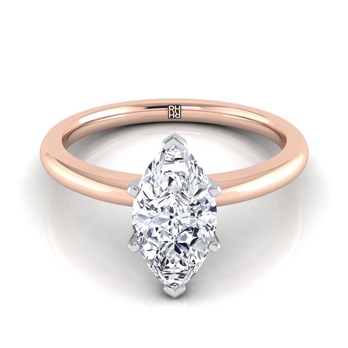 The Gilda marquise engagement ring setting in 14K Rose Gold | RockHer